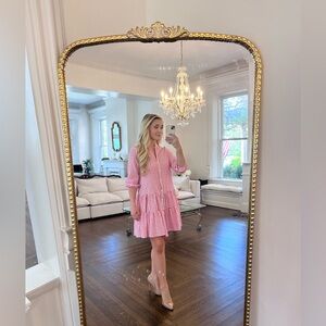 Pink houndstooth sundress.
